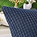 CaliTime Throw Pillow Covers Pack of 2 Comfy Corduroy Corn Striped Waffle Decorative Cushion Cases for Couch Sofa Bed Farmhouse 18 X 18 Inches Navy Blue