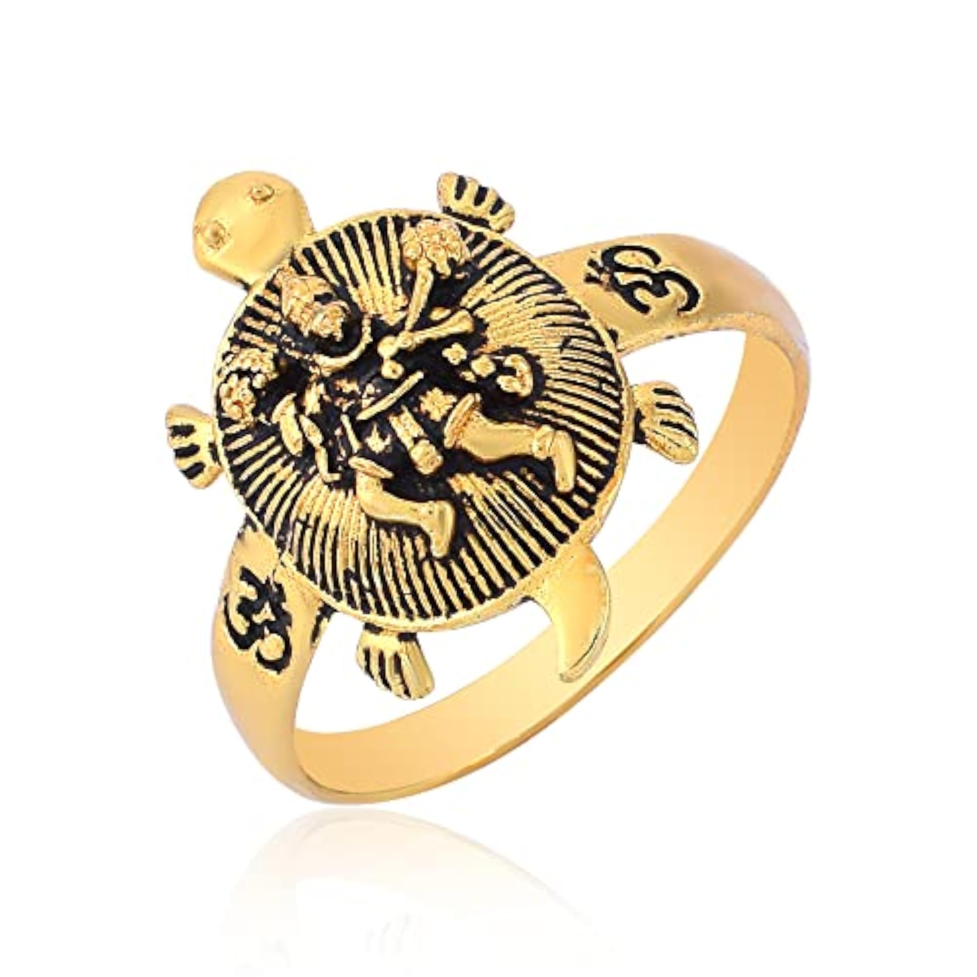 Gold Plated Hanuman Bajrangbali Tortoise Good Luck Charm Ring