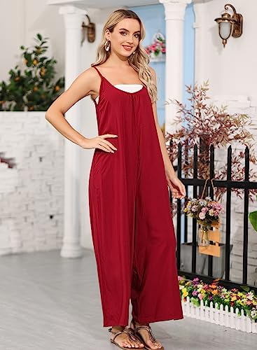 Image of BUENOS NINOS Women's V Neck Floral Maxi Dress Boho Printed Adjustable Spaghetti Strap Ethnic Beach Long Dress with Pockets