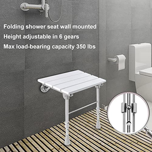 image for JCWANGDEFU Folding Shower Seat Wall Mounted with Legs, Shower Seat Ben