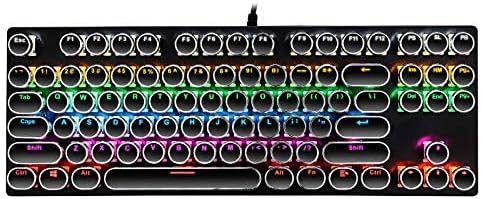 Gaming Keyboard,Retro Punk Typewriter Style,Mechanical Keyboard Blue Switch with 9 True RGB Backlight Modes,Gaming and Office use (black)