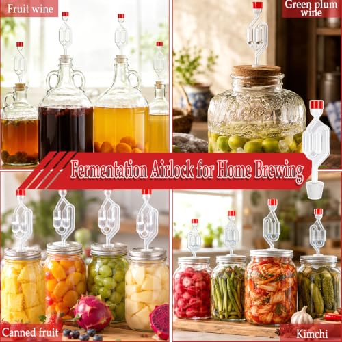 MQIAN 4 Pièces Barboteur Fermentation, Tubes de Fermentation, Plastique Barboteurs Transparent, Transparent Fermenteur, pour Cidre, Vin, Beertender – vue 6