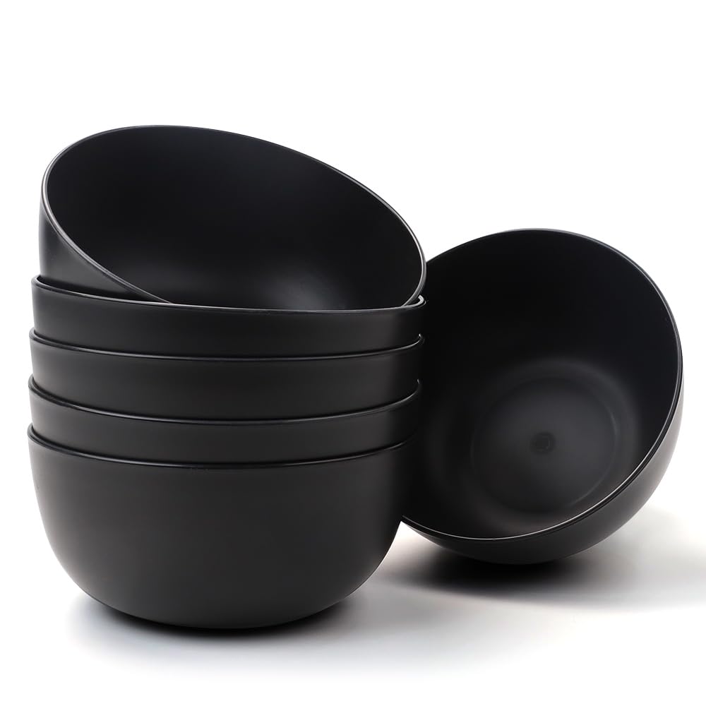 Bugucat Juego de 6 cuencos grandes de 1400 ml, cuenco para sopa, cuenco para ensalada irrompible, de plástico, para sopa de cereales, ensalada, ramen, juego para fiestas de barbacoa