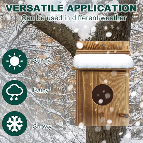 Tradder 3 Pcs Wood Bird Houses for Outside with Pole Hanging Bluebird Wooden Birdhouse for Outdoor Small Bird Nest Box for Finch, Bluebird, Hummingbird, Parakeet Garden Perch by Tradder - Image 7