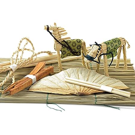 Amazon 仏縁堂ブランド お盆飾り 天然蓮の葉入り 真菰 まこも 7点セット お盆用品 新盆 初盆 盆棚 牛馬 仏壇 仏具 麻がら 迎え火 送り火 儀礼用お盆 オンライン通販