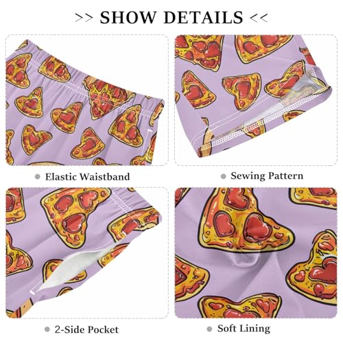ALAZA Pizza Love Heart Pajama Shorts Sleep Shorts Pant Lounge Pajama Bottoms Elastic Waist with Pockets3