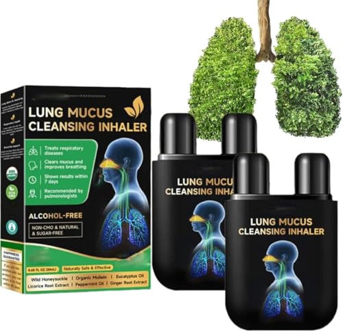 Herbal Lung Cleansing Inhaler Lung Cleansing Spray Lung Mucus Inhaler Herbal Lung Cleanse Inhaler Herbal Spray Cleansing Lung Lung Enhancement and Care Inhaler (2 Pcs)