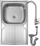 DomoDomo lavello da appoggio 80 × 60 cm con rubinetto – foro A