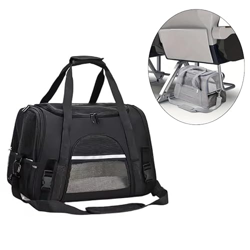 Bolsa Transporte Pet 44x28x25 Preta Passeio Viagem Carro Avião Para Cães e Gatos Até 8kg