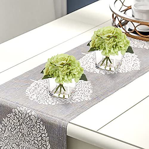 Fake Flowers With Vase Hydrangea Artificial Flowers In Vase Peony Faux Flowers In Vase Rose Silk Flowers Peonies Floral Arrangements Artificial With Vase For Home Bathroom Office Table Shelf Decor #TOP1