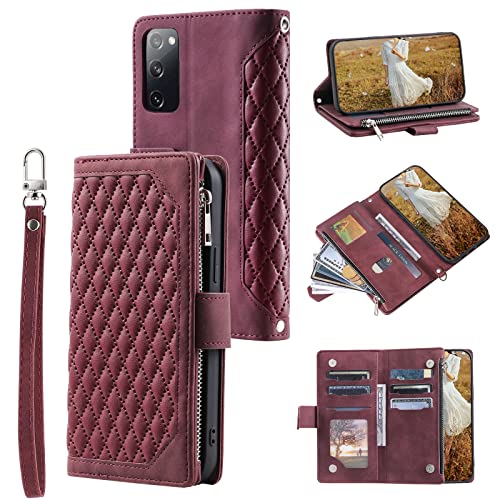 Protection portefeuille Samsung S20 FE rouge matelassé anti-rayure