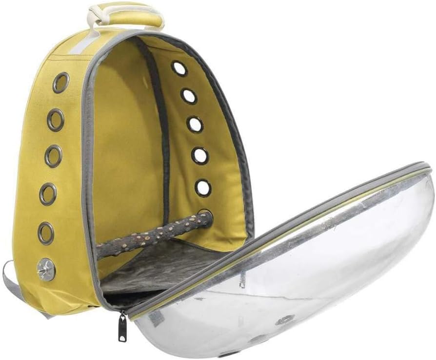 Bird Carriers Parrot Backpack Small Carrying Cage Outdoor Travel Comfortable Breathable Extensible Carrier Backbag 1Pcs Yellow