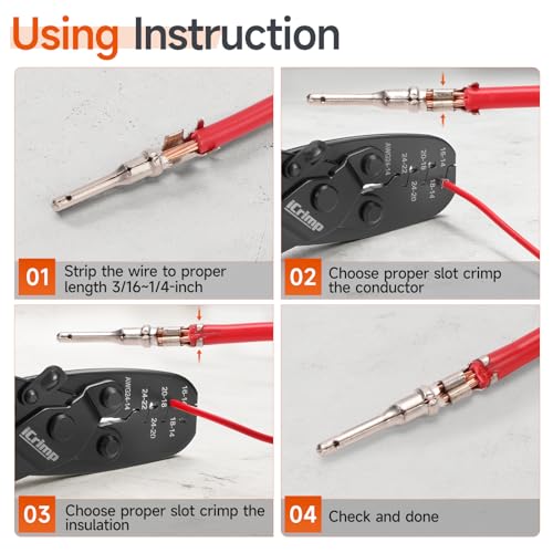 Image of IWISS Wire Harness Plug Crimping Tool Open Barrel Teminal Crimper for Molex, Delphi, Deutsch, AMP /Tyco, Harley, PC /Computer, Automotive, Weather Pack, Metri-Pack 14-24 AWG