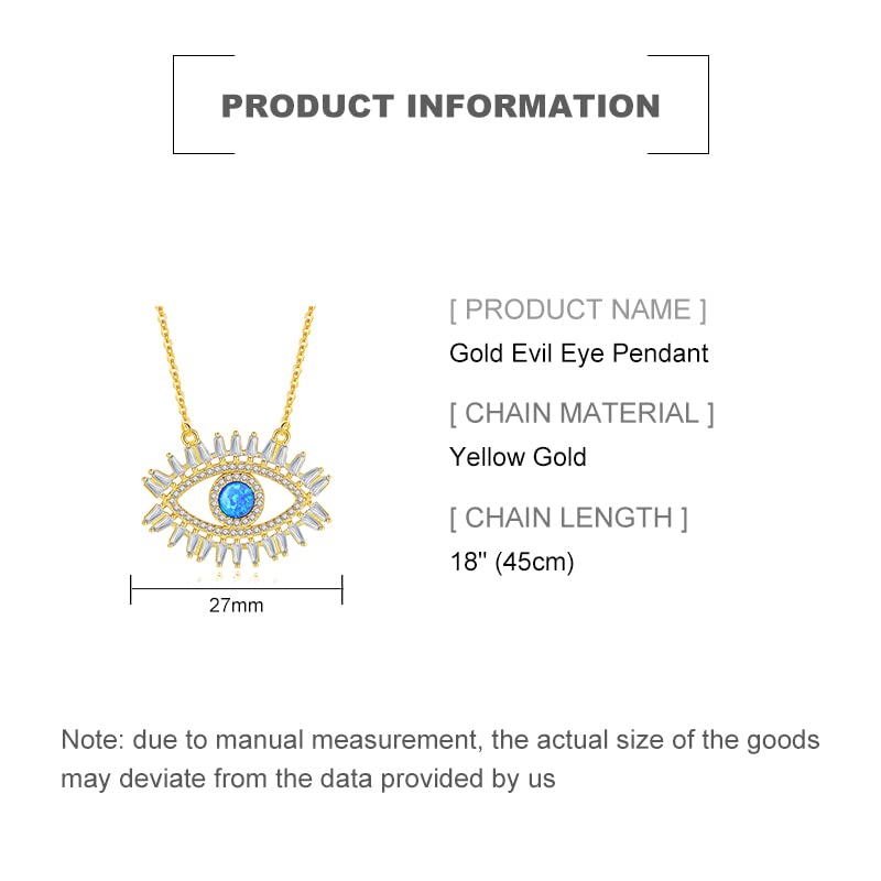 14K Gold Opal Evil Eye Pendant Necklace for Women,Elegant Crystal Blue Devil's Eye Charm Choker Necklace,Fashion Christmas Jewelry Gift for Her2