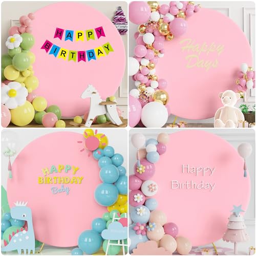 Wokceer Pink 6.6FT Round Arch Polyester Backdrop Cover for Wedding, Party & Ceremony Decor by Wokceer - Image 6