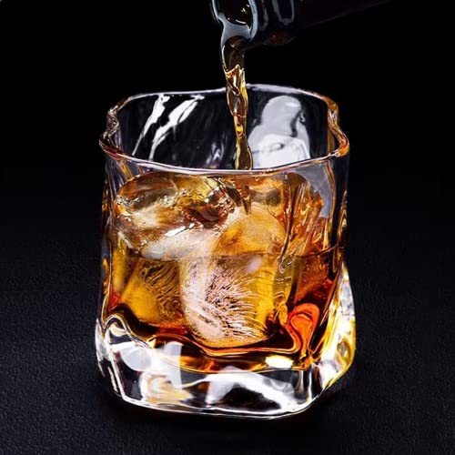 QAPPDA Whiskey Glasses Set of 12,6 OZ Old Fashioned Rocks Glasses,Clear Irregular Twisted Liquor Glasses Lowball Glass Tumbler for Bar,Scotch,Bourbon,Cognac