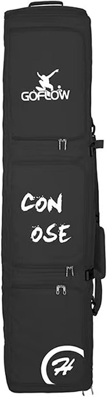 Double Rolling Ski Bag, Waterproof Snowboard Bag with Wheels Padded 3 Outside Bags for Air Travel, Extendable from 160-175CM, Fit Single Ski/2 Sets Skis, Helmet, Jacket & Boots