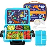 Pearyaest Lonchera Bento Box para Niños y Niñas 6Compartimentos(Dinosaurio)