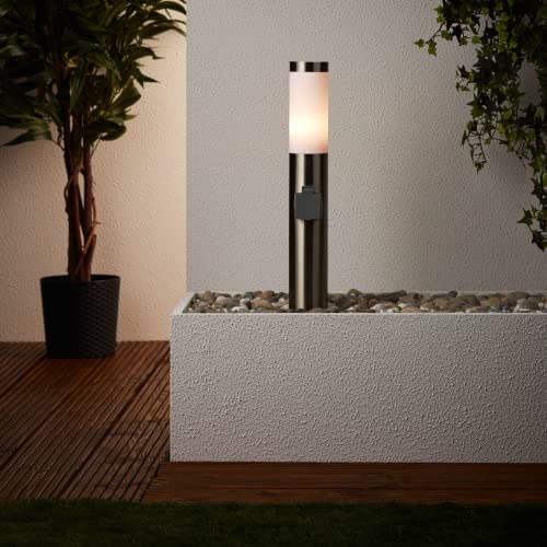 Lightbox Borne d'éclairage pour l'extérieur - 50 cm de hauteur - Borne d'éclairage avec prise électrique & protection contre la pluie blanc mat - comme...