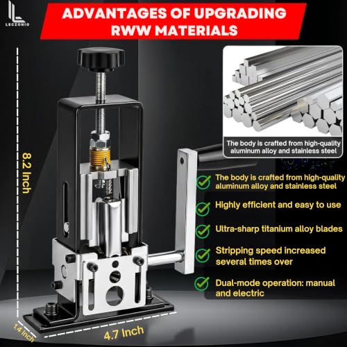 Image of Leczonio Manual wire stripper machine, wire cutter, stripping machine Gauge Wire 0.06 inch-1 inch,Scrapping Copper Wire Peeler Tool for Scrap Copper Recycling Drill Powered /Hand Crank Dual-drive