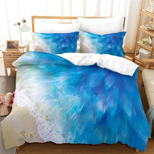 Housse de couette 240 x 260 infroissable mer bleue pour grand lit double