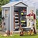 YITAHOME Kunststoff Gartenhaus 6,2x3,4 Fuß (ca. 189x104cm) mit Lüftung & Fenster, Aufbewahrungsschuppen mit abschließbarer Tür und integriertem Boden für Garten, Hof und Terrasse, Kaltgrau