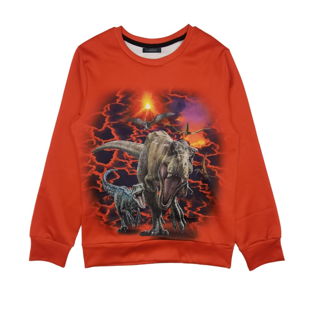 Camisetas de manga larga con estampado 3D de dinosaurios para niños y niñas de 4 a 14 años