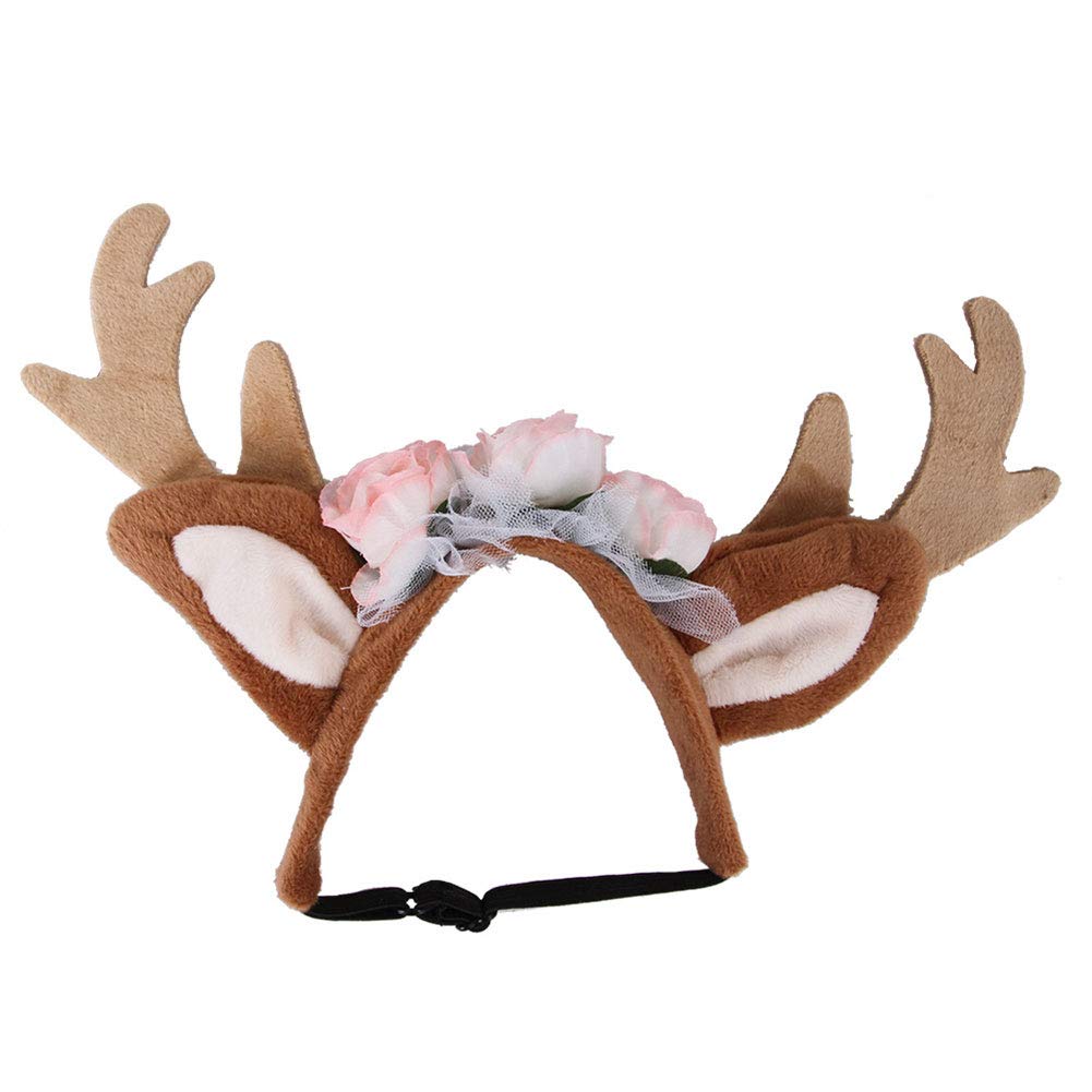 Weihnachten Haustier Stirnband, Rentier Geweih Weihnachtskostüm Elch 134376084331