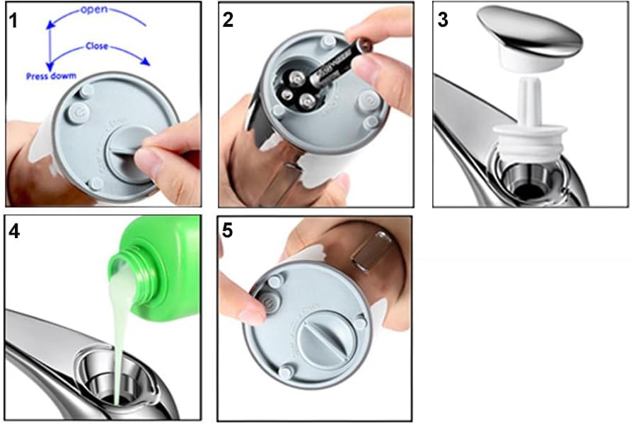 Automatic Soap Dispenser, 4 Levels Adjustable, for Kitchen and Bathroom, Touchless with Infrared Motion Sensor, Waterproof, 400ml/14oz Shiny Gold - Image 5