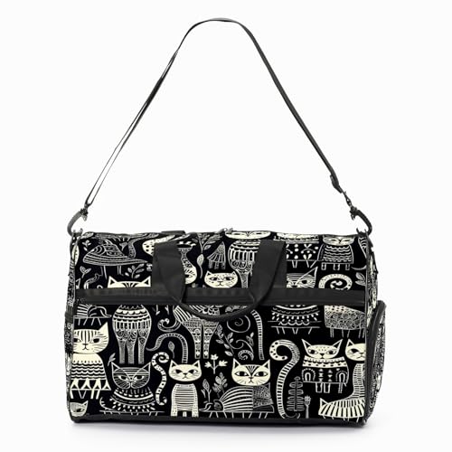 IOACIY Gym Bag for Women, Carry on Weekender Overnight Bag, Travel Duffel Bags, Personal Item Travel Bag Tote Bag Workout Dance Bag, Cat - 3