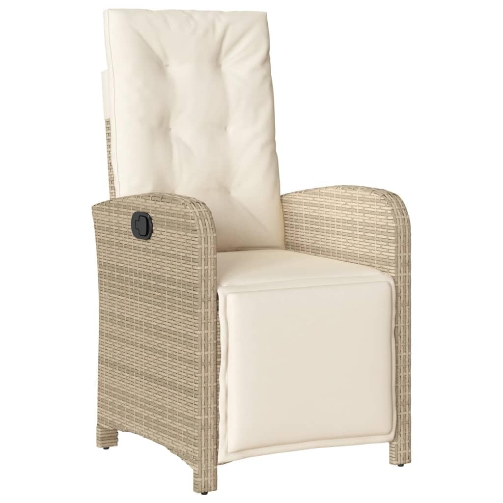 Poltrona reclinabile da giardino con poggiapiedi rattan PE Beige Sedie da esterno resistente alle intemperie, poltrone per terrazze, mobili da giardino, poltrone da giardino