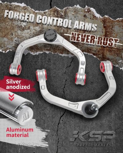 Image of KSP 2-4 inch Ram 1500 Forged Upper Control Arms, Adjustable Aluminum Front UCA Fit Dodge Ram 1500 2009-2022, 2pcs One-piece Design Silver Aftermarket Control Arms With Greasable Ball Joint