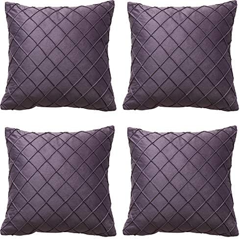 GONOVE Cushion Cover Pack of 4, 45X45cm Velvet Lattice Throw Pillow Cases Shells Decorative Square Pillow Covers Protector for Home Couch Sofa Bed