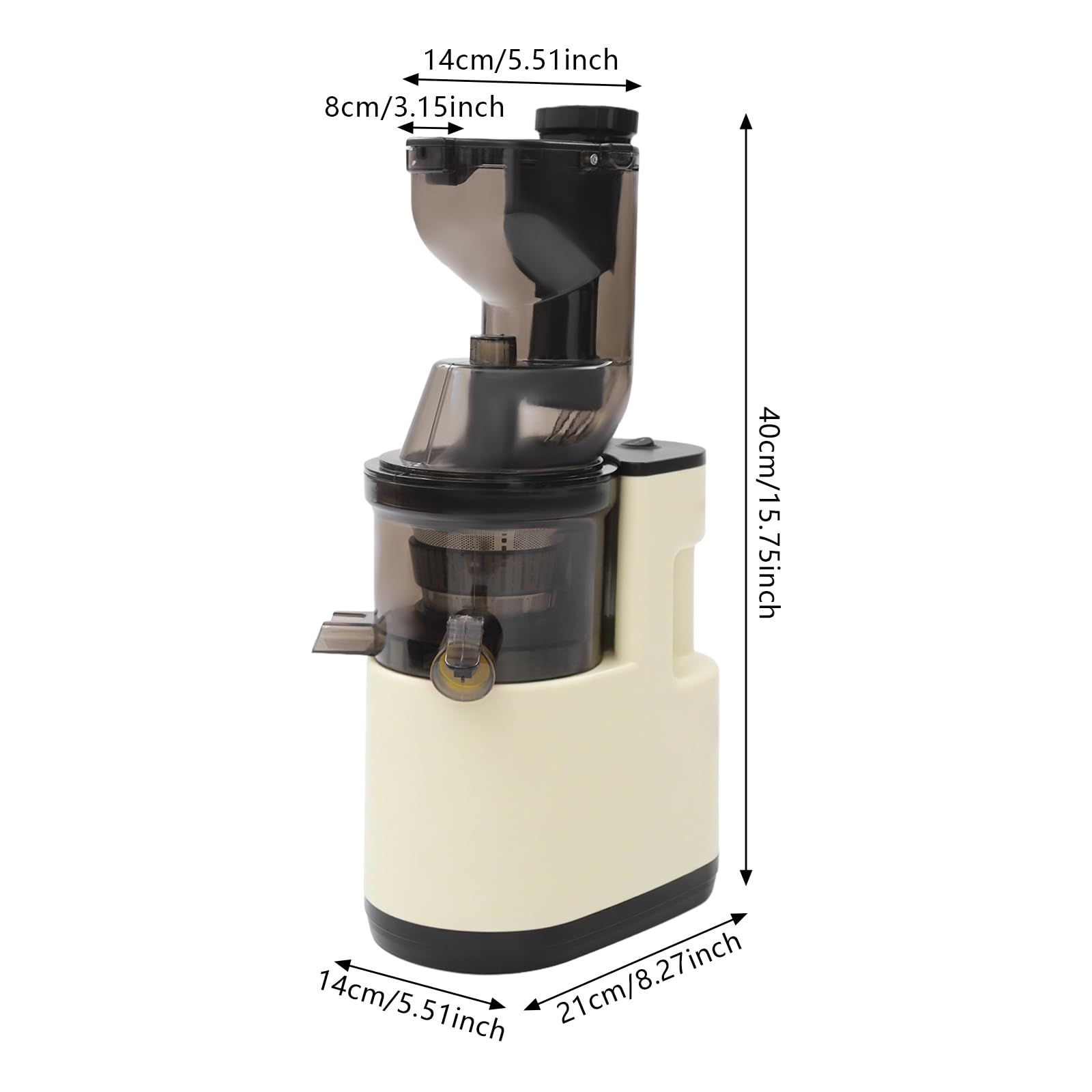 Exprimidor eléctrico, 500 W, exprimidor lento de frutas y verduras, batidos, negro/rojo/blanco, colador de acero inoxidable, apto para zumo y zumo, fácil de limpiar con el cepillo (blanco)