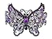 Alilang Silvery Tone Amethyst Clear Crystal Colored Rhinestones Butterfly Cuff Bracelet