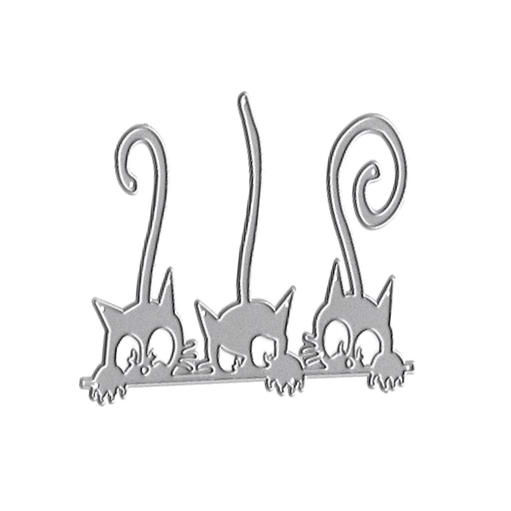 Mcbbigxw Halloween Stencil Metal Cutting Dies, Cats Metal Cutting Dies Stencil DIY Scrapbooking Album Craft Decor - Silver