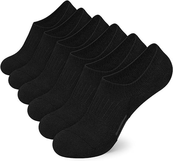 10 pairs of Men's No Show Socks Non-Slip Silicon Grip Moisture Wicking Low Cut Invisible Casual Socks，Black E
