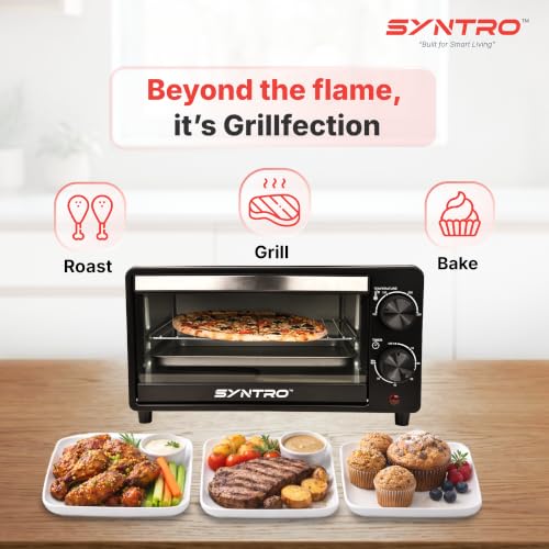 Image of Syntro Heatify 10L OTG (Oven Toaster Grill), Adjustable Temperature Control with Timer, Compact Baking, Grilling & Toasting Oven, Black