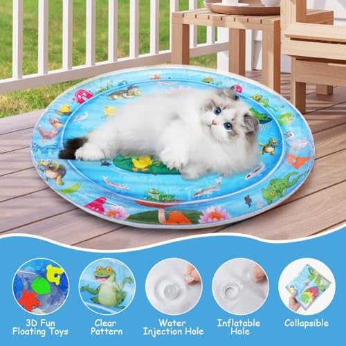 OSDUE Water Sensor Play Mat for Pets Thickened Inflatable Water Bed with Interactive Fish Design - Image 3