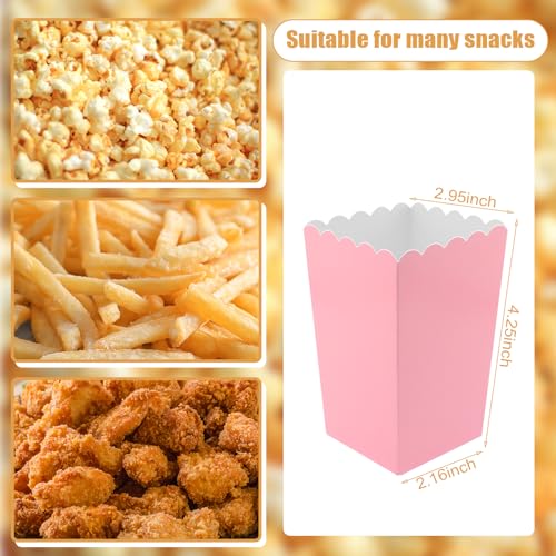 Image of 50 Pcs Pink Popcorn Boxes Mini Paper Popcorn Box Cardboard for Party Disposable Snack Candy Holder for Movie Nights Birthday Wedding (Light pink)