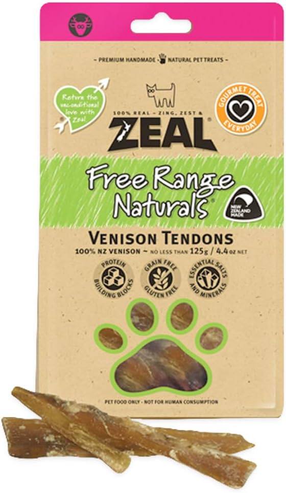 Free Range Natural Venison Tendons Dog Treats, 125g