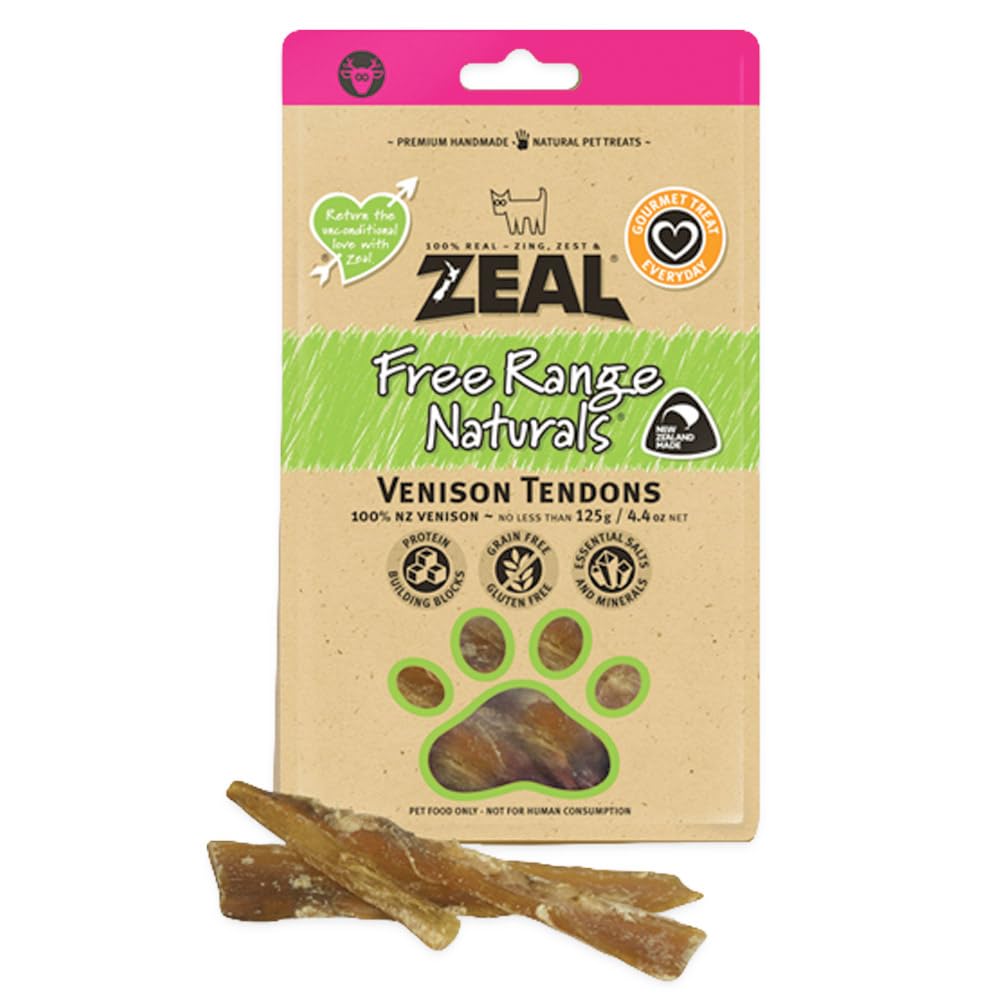 Free Range Natural Venison Tendons Dog Treats, 125g