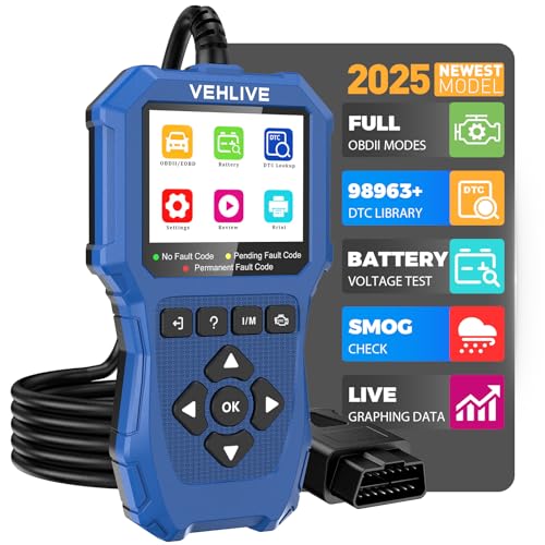 VEHLIVE Motorcycle System Diagnostic Measurement Tool, Moto OBD2 Scanner with Voltage Test, Motorcycle Fault Code Reader with Quick Test Compatible for Yamaha, Honda, Kawasaki, Generation, KYMCO, SYM by VEHLIVE - Used condition - CA$41.32