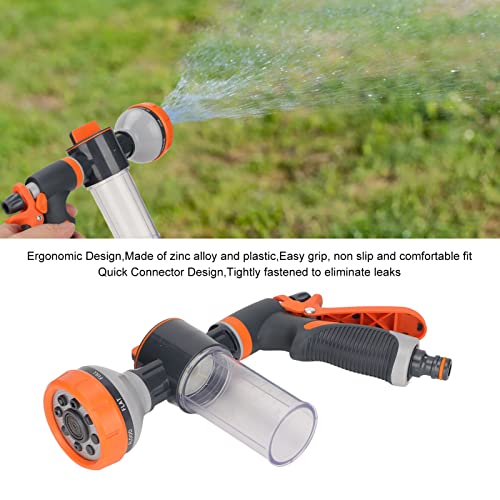 Pulverizador de água de espuma de jardim, 8 padrões ajustáveis, mangueira de jardim, resistente, pis