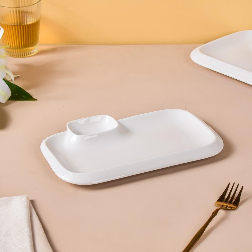 Avastro 12 Inch Rectangle Ceramic Portion Control Diet Plate Divided Dessert Snack Serving Dish Platter for Balanced Meal Food Separator Appetizer Tray Pack of 1 3