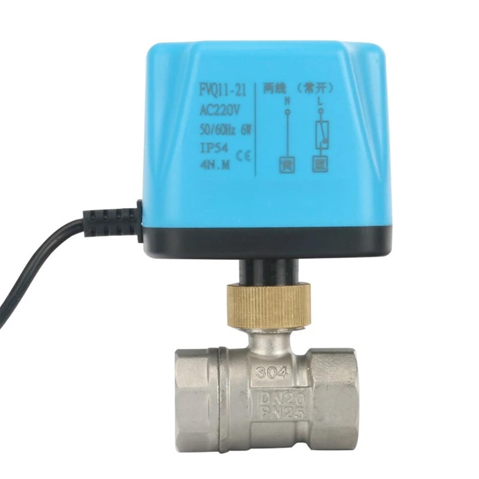 HYUJNAFZR 1/2" 3/4" 1" Stainless Steel Normally Closed/Open Motorized Ball Valve 220V 12V 24V 2-Wire Electric Ball Valve(110VAC-NORMALLY CLOSED,DN32)