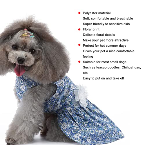 Vestido Para Cachorro, Vestido Floral Para Cachorro, Saia Halter Azul Com Estampa Floral, Vestido De