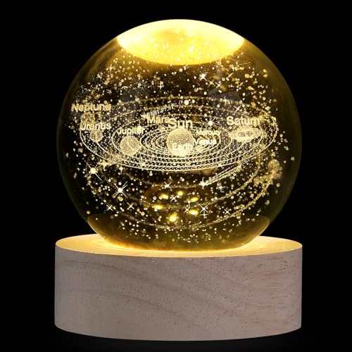 XIANNVXI 3D Solar System Crystal Ball Paperweight Astronomy Gifts Universe Ball Space Gifts Science Space Lamp Crystal Lamp Solar System Ball Bedroom Ornament Office Decoration