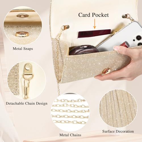 UBAYMAX Gold Evening Bag Clutch Purses for Women Formal Handbag Crossbody by UBAYMAX - Used condition - Image 8