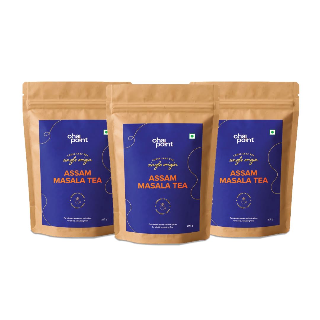 Assam Masala Tea β 600g (Pack of 3) | Premium Chai Patti with 100% Natural Spices | Single-Origin Assam Tea | Authentic Masala Chai Blend